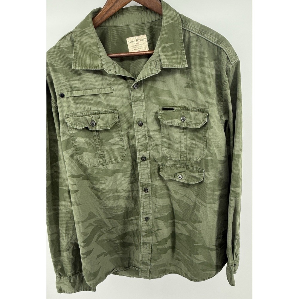 Marc Ecko Cut & Sew Mens XL Green Camouflage Long Sleeve Button Down  Shirt